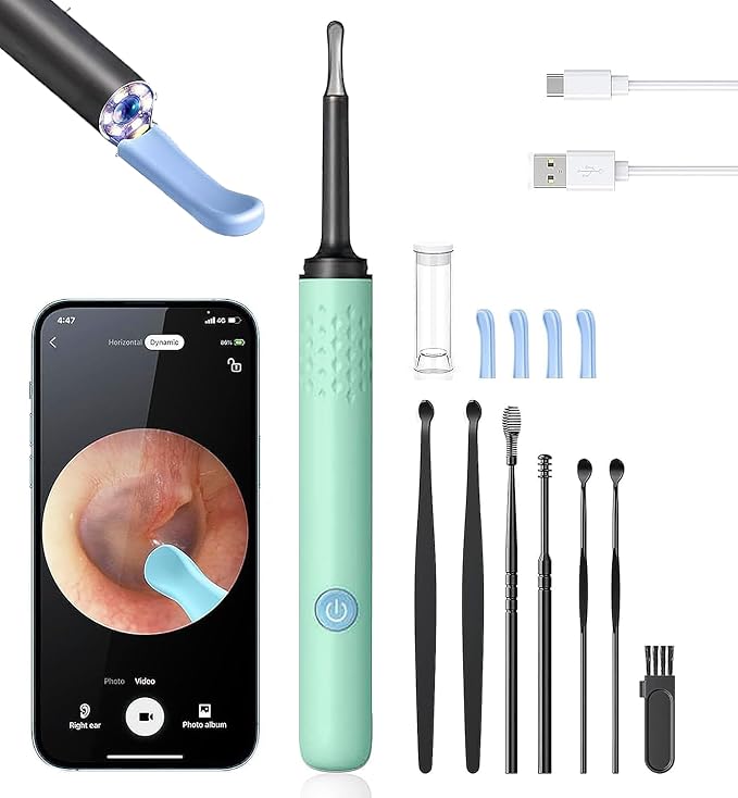 Ear Wax Removal, Ear Cleaner with Camera and Light, Ear Wax Removal Kit, Ear Wax Removal Tool Camera with 1080P, Ear Cleaning Kit with Spoons