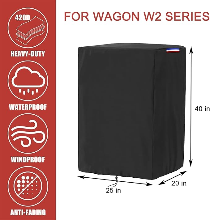 Wagon Cover compatible with Wonderfold Wagon W2 Series(Cover-Only),Waterproof 420D Stroller Wagons Covers With Handle Adjustable Drawstring-25"L x 20"W x 40"H