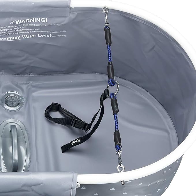 Furesh Little Dipper Dog Bath Tub and Wash Station for Bathing Shower and Grooming, Elevated Foldable and Portable, Indoor and Outdoor, for Small and Medium Size Dogs, Cats and Other Pet (Gray)