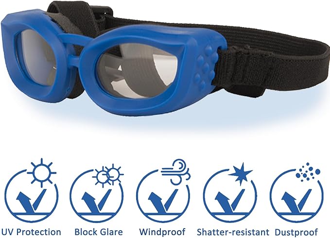 Dog Goggles Small Breed, UV/Wind/Dust/Fog Protection Pet Sunglasses with Adjustable Strap,Outdoor Dog Sunglasses for Small Dogs,Easy Wear