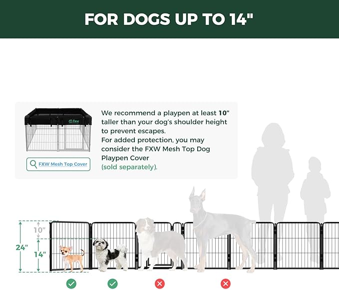 FXW Homeplus Unleashed Indoor Dog Playpen - Stress-Free and Safe Play, Heavy Duty 24 Inch 12 Panels with Connectors (Pack of 2) for Puppy and Small Dogs, Black│Patented