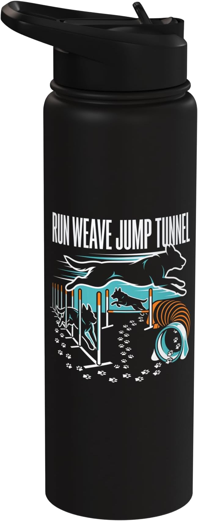 Run Weave Jump Tunnel Dog Agility Stainless Steel Insulated Water Bottle