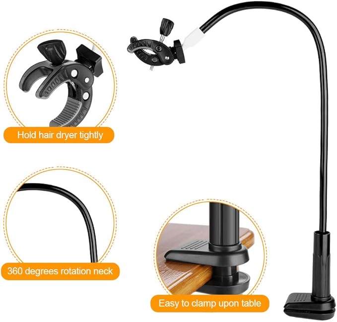 Cocoarm Blow Dryer Holder Adjustable Clamp Hands-Free Hair Dryer Stand for Dogs Pet Grooming Arms