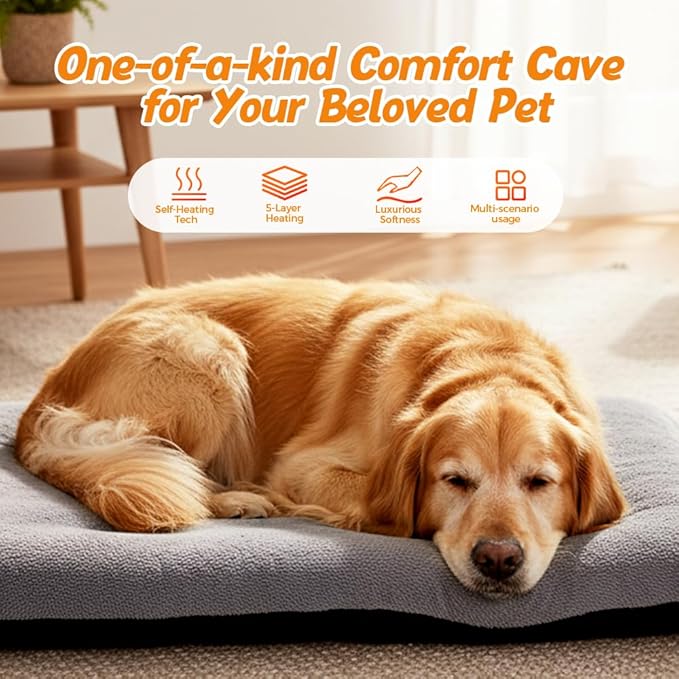 hoehew Self Warming Cat Bed, 2026 Upgraded Extra Soft Pet Heating Pad, Anti-Slip Thick Thermal Dog Mat for Indoor Outdoor, Washable Blanket Pet Supplies for Small Medium Dogs Cats (Gray, Small)