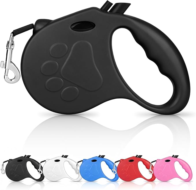 Retractable Dog Leash, 16ft Dog Walking Leash for Small Dogs up to 77lbs, Non-Slip Handle - Black