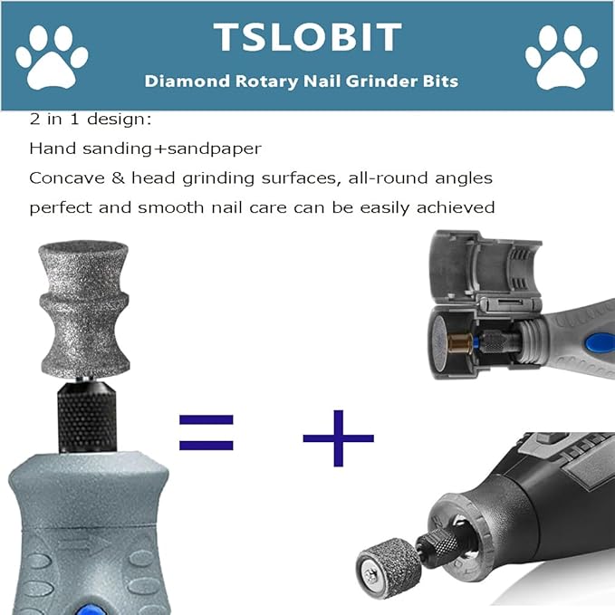 Diamond Dog Nail Grinder Attachment,1/8'' Pet Nail Grinder Wheel for Dog Nail Grinder, Diamond Rotory Bit for Dogs&Pets Nail Care (Large V)