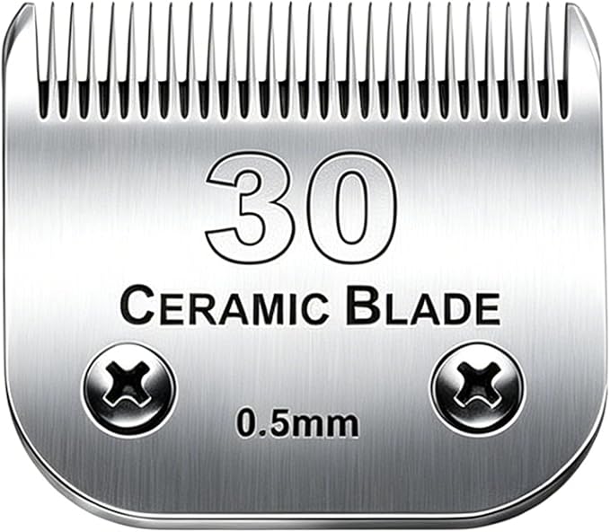 #30 Blade Dog Grooming Clipper Replacement Blades Compatible with Andis/Wahl/Oster Dog Clippers,Detachable Ceramic Blade & Stainless Steel Blade,Size-30, 1/50-Inch Cut Length (64260)