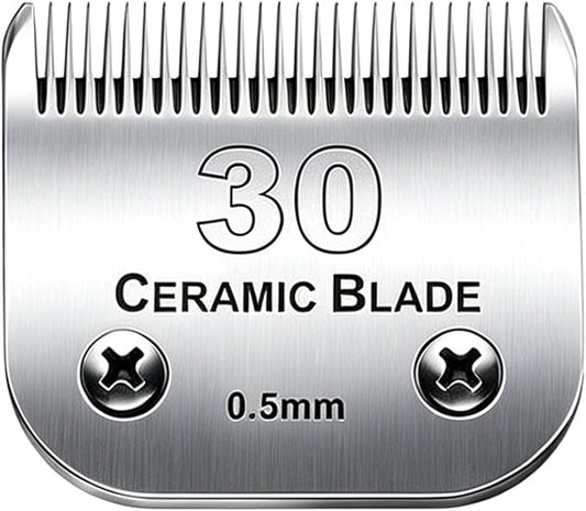 #30 Blade Dog Grooming Clipper Replacement Blades Compatible with Andis/Wahl/Oster Dog Clippers,Detachable Ceramic Blade & Stainless Steel Blade,Size-30, 1/50-Inch Cut Length (64260)