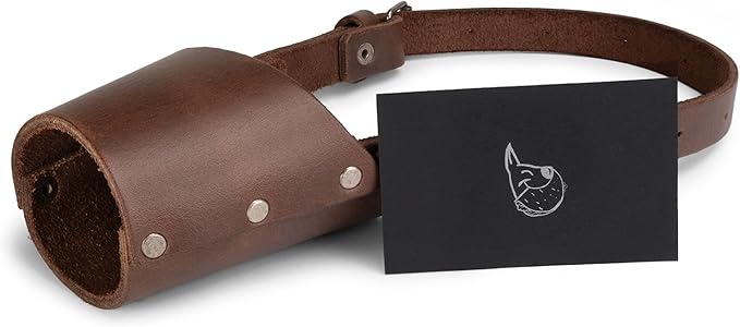 Taco Dog, Leather Dog Muzzle Guard Handmade from Full Grain Leather - Secure Training Cover, Mouth Guard Mask Prevents Biting Chewing (Bourbon Brown, Medium)