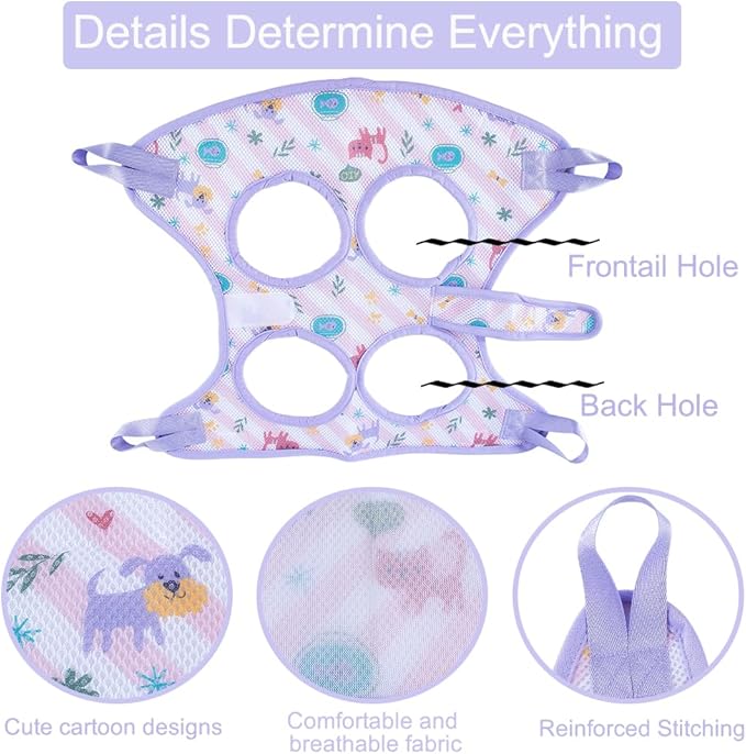 AIO Cat & Dog Restraint Sling for Nail Trimming Foldable Dog Grooming Supet Relaxation Hammock Harness for Pet Grooming M Purple