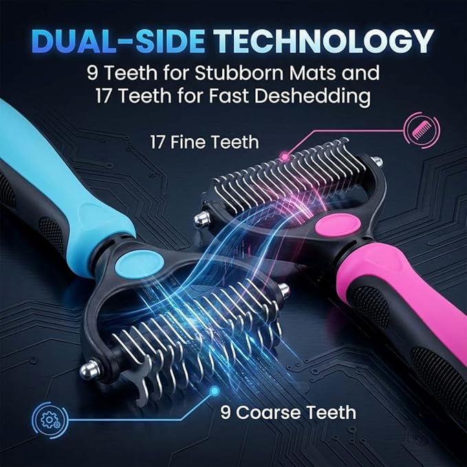 Sakerplus Pet Pro Grooming Tool for Dogs & Cats, Professional Deshedding & Dematting Brush, Stainless Steel Undercoat Rake for Long & Short Hair Pets, Gentle Pet Hair Remover Comb (Pink,Small)