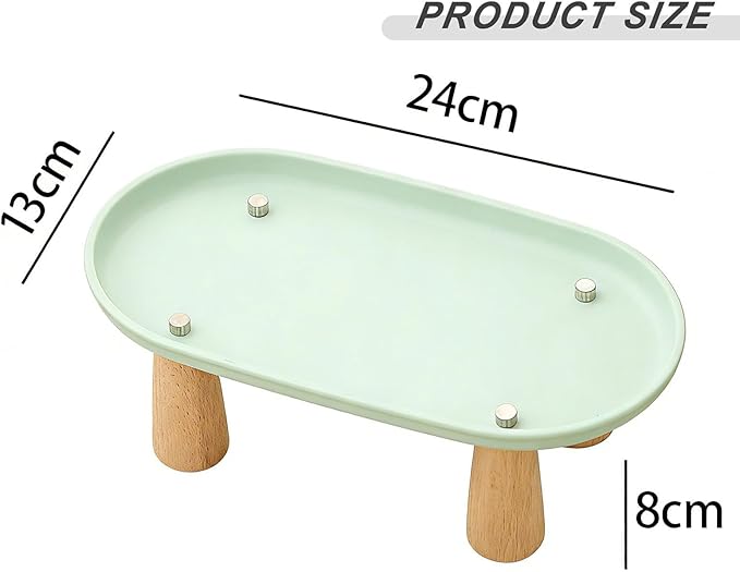 Generic Cat Bowl Raised Stand Rack to Protect Cat Neck Sturdy Non Slip Stable for Feeder Stand Elevated Holder, Green 24cmx13cm