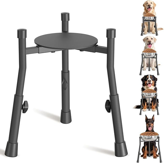 Oppro Extra-Stable Elevated Dog Bowl Stand for Large Medium Breeds, Adjustable Size 4 Heights Width 6-10in, Anti-Tip Metal Raised Food Feeder Water Dish Holder, Non-Slip Tall Single Lifted Riser