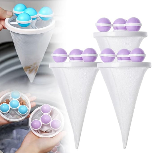 3Pcs Pet Hair Remover for Laundry, 2026 New Floating Hair Filtering Mesh Removal, Reusable Lint Catcher for Washing Machine (Purple)