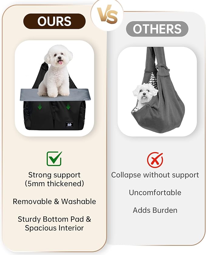 Dog Purse Carrier for Small Dogs Cats & Puppies, Soft-Sided Collapsible Pet Bag with 4 Large Pockets & Support Cushion, Breathable Lightweight Travel Carrier Fits Pets up to 13 lbs, Black
