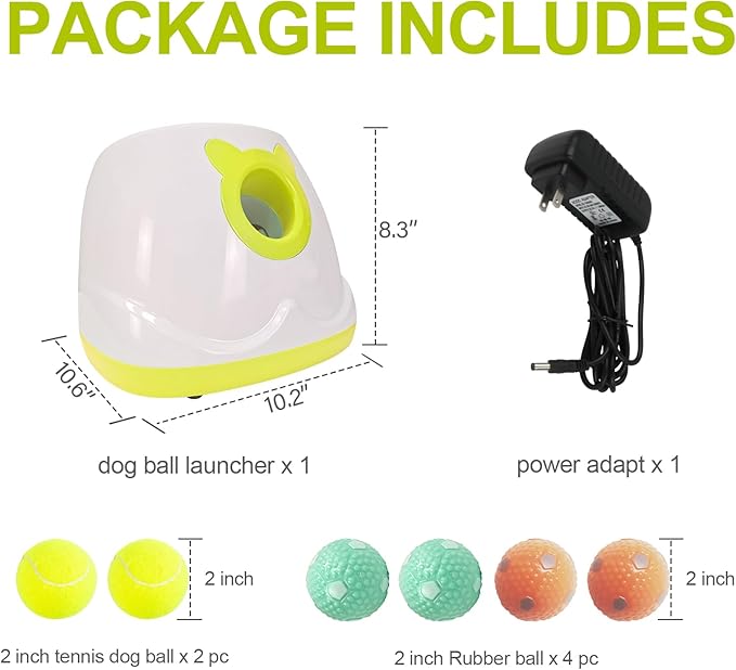 BESTHLS Automatic Dog Ball Launcher Interactive Tennis Ball Thrower Machine for Small Medium Dogs Fetching Distance 10-30ft (White)