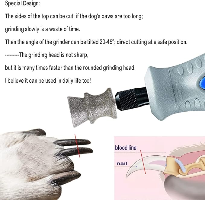 Diamond Dremel Dog Nail Grinder Bits for Rotary Tool-1/8'' Dremel Dog Nail Grinder Attachment-Pet Nail Grinder Bit Work for Animals Nail Care 2-Pack (A&B)