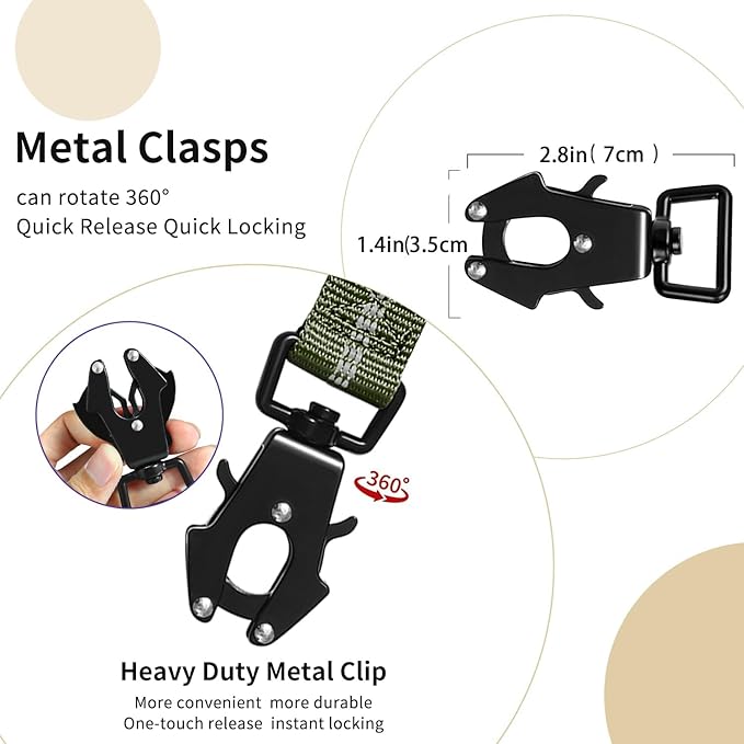 Heavy Duty Tactical Dog Leash, 4-6FT Shock Absorbing Bungee Lead with 2 Padded Handles, Metal Carabiner & Seatbelt Clip, Reflective No-Pull Leash for Medium/Large Dogs (ArmyGreen)