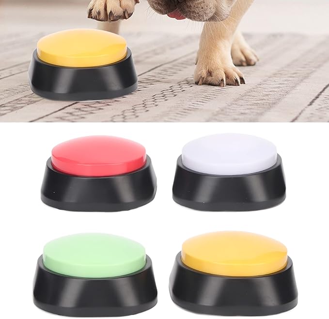 Dog Buttons for Communication, 4PCS Assorted Colors 30s Recording Voice Recording Buttons Pet Training Buzzer for Cat Pet Training