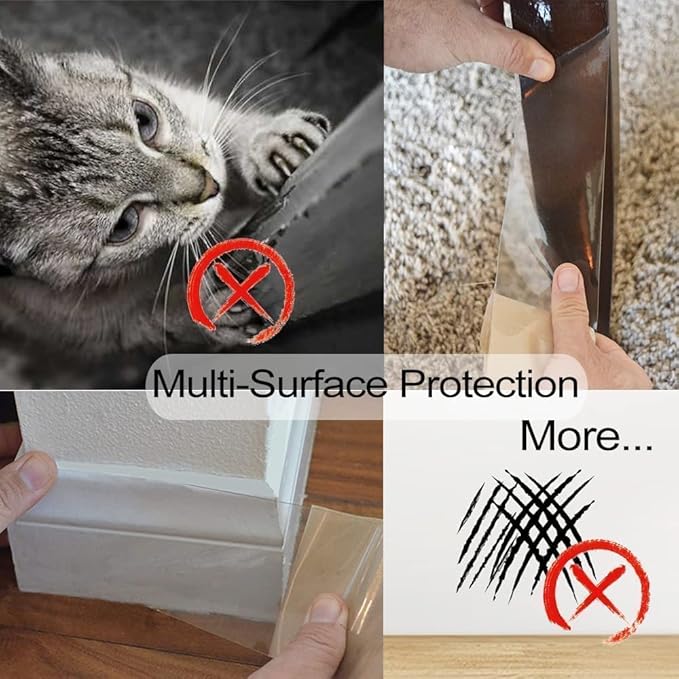 KEBE Door Scratch Protector, Clear Premium Furniture Guard, 118 x 8.4 Inch Cat Dog Scratch Shield Protector, Durable Anti-Scratch Vinyl Door Cover Protects Walls & Furniture