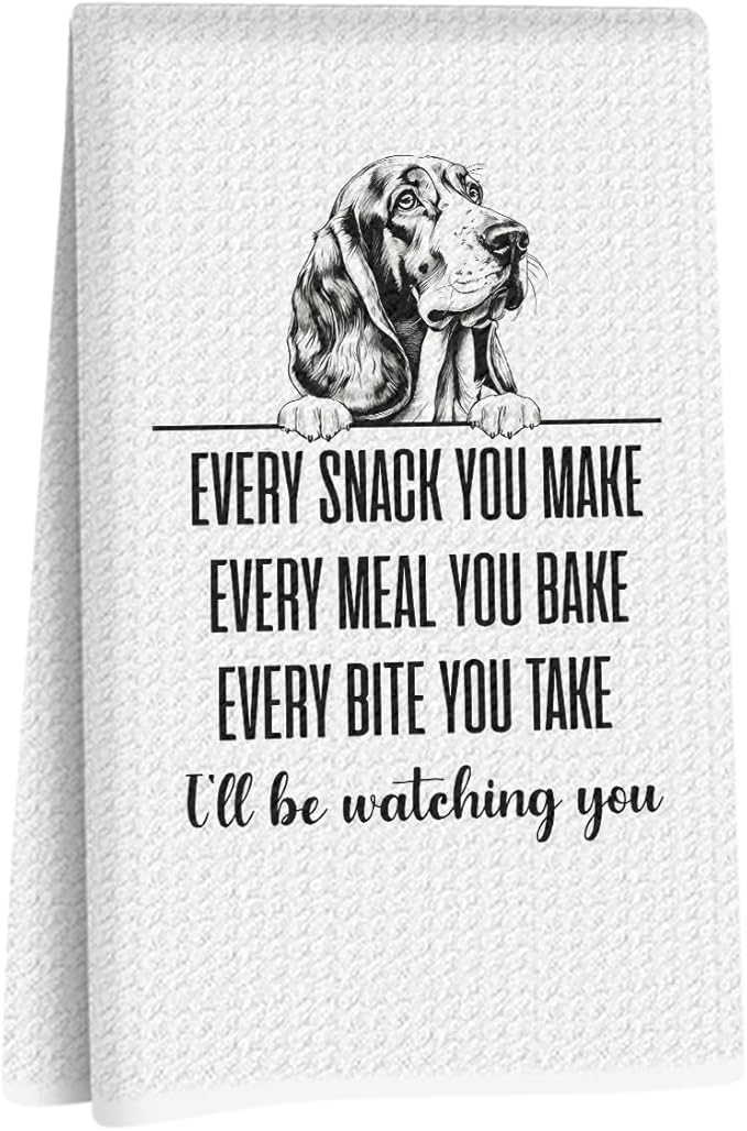 Funny Bloodhound Kitchen Towels 24x14 Inch, Bloodhound Gifts for Woman Mom, Reusable Microfiber Hand Towels for Kitchen Bathroom Decor, Waffle Weave Absorbent Dish Towel Tea Towel, Dog Lover Gifts