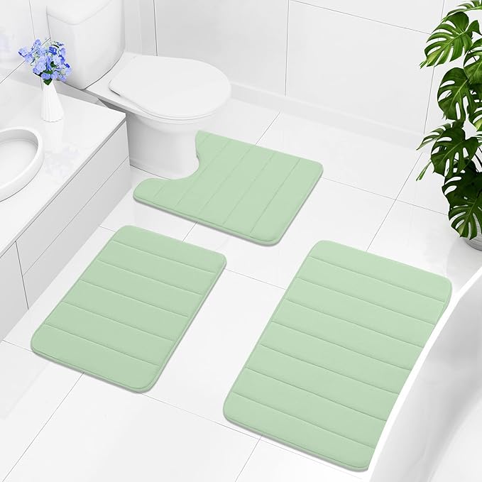Buganda Memory Foam Bath Mat, 40" x 32", Ultra Soft and Non-Slip Bathroom Rugs, Water Absorbent and Machine Washable Bath Rug Runner for Bathroom, Shower, and Tub, Sage Green