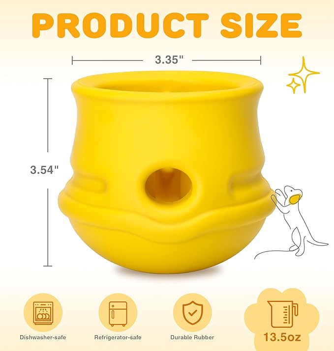Rubber Dog Enrichment Toys, Stuffable Interactive Dog Toys to Keep Them Busy - Puzzle Slow Feeder & Anxiety Relief & Long-Lasting - Frozen Dog Licking Toy, Dishwasher Safe, Lemon, M