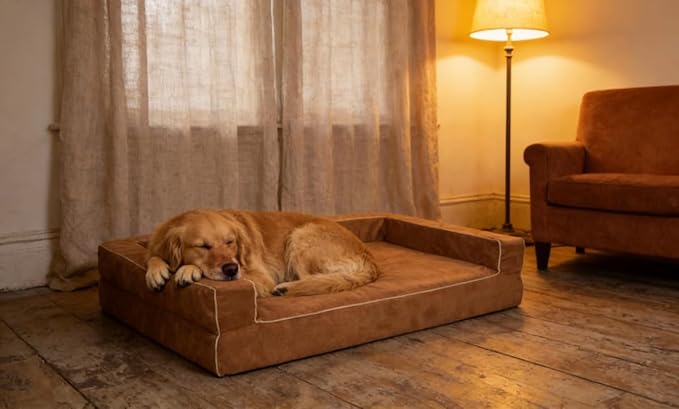 Orthopedic Dog Bed Large - 5" Solid Memory Foam Pet Bed for Arthritis Relief & Hip Dysplasia - Bolster Style with YKK Zippered Waterproof Washable Cover & Bottom for Senior Dogs 60-120lbs