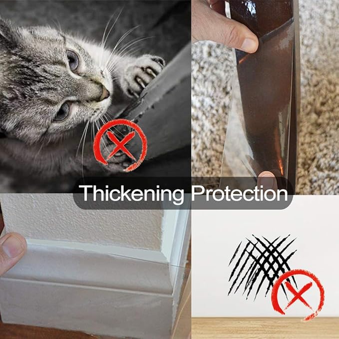 KEBE Door Scratch Protector, Protect Your Furniture Wall with Clear Premium Heavy Duty Door Cover Scratch Shield Guard for Dog Cat Scratching,63 in X 7.9 in