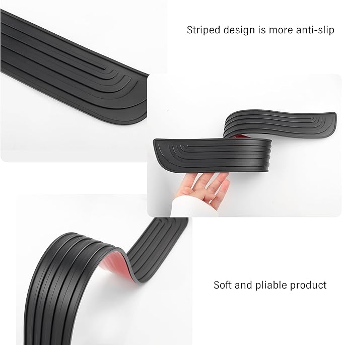 4PCS Car Door Sill Protector,Anti-Scratch Rubber Car Door Protector Edge Guards for Door Steps,Universal Waterproof Door Threshold Strips Exterior Accessories for Car Truck SUV (Black, Width 1.96")