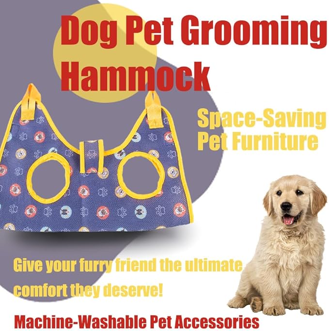 AIO Cat & Dog Restraint Sling for Nail Trimming Foldable Dog Grooming Supet Relaxation Hammock Harness for Pet Grooming L Purple