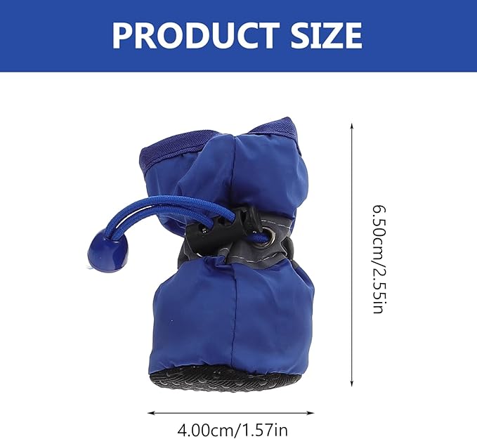POPETPOP Waterproof Dog Rain Boots Set with Adjustable Straps Non-Slip Nylon and Cotton Paw Protectors for Small and Medium Dogs Outdoor Rain Shoes