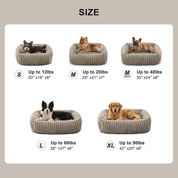 FURTIME Medium Dog Beds for Medium Dogs Washable, Orthopedic Dog Bed, Rectangle Warming Soft Calming Sleeping Puppy Bed Durable Pet Bed with Anti-Slip Bottom