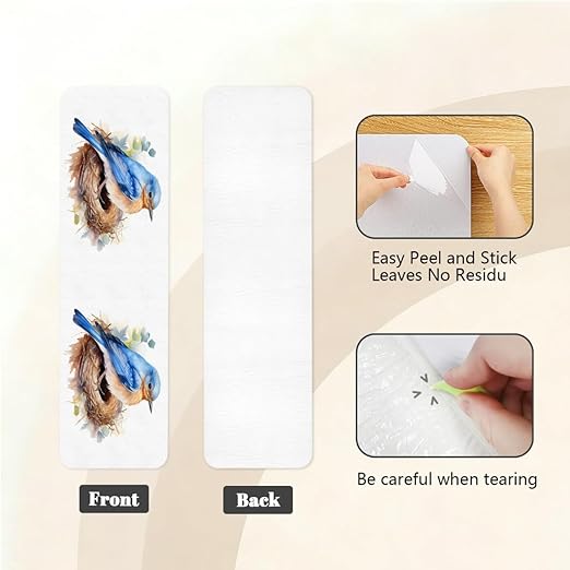 Animal Blue Bird Stair Treads for Wooden Steps Indoor Washable Staircase Carpet 15PCS 30"x7.8" Stair Step Treads Non-Slip Staircase Covers Peel and Stick Safety Mat for Kids Elders Pets