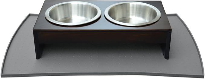 PetFusion Large Waterproof Pet Food Mat (24x16). FDA Grade Silicone [Superior Hygiene, Non-Toxic, Multiple Sizes] for Dogs or Cats, Gray (Pack of 2)