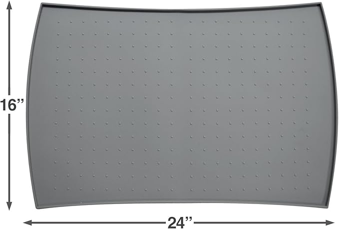 PetFusion Large Waterproof Pet Food Mat (24x16). FDA Grade Silicone [Superior Hygiene, Non-Toxic, Multiple Sizes] for Dogs or Cats, Gray (Pack of 2)