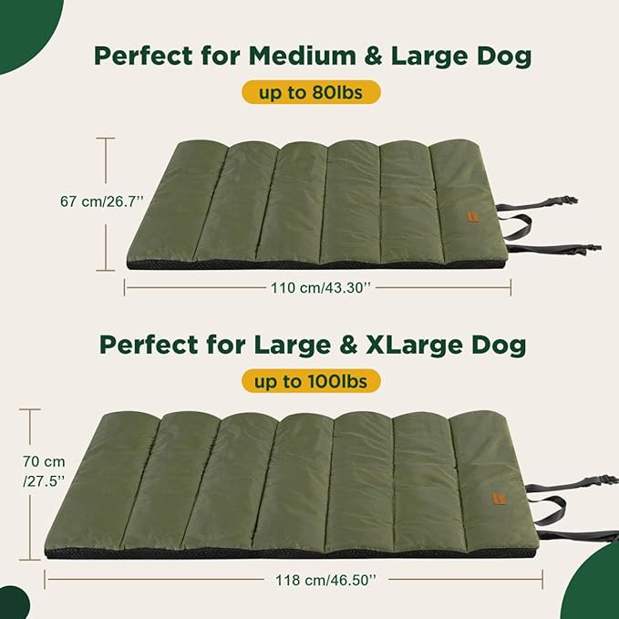 Gimars Upgraded XL Outdoor Dog Bed with Waterproof Film, Easy to Roll Up with Buckle, Large Travel Pet Bed for Large & Extra Large Dog, Portable, Foldable, Washable for Camping,Traveling,Grey