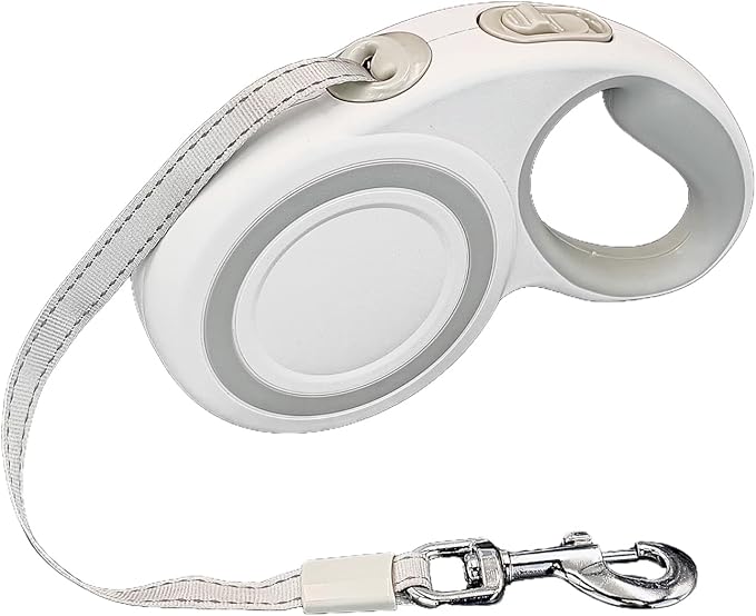 Retractable Dog Leash, 360° Tangle-Free Highly Reflective Nylon Tape, Non-Slip Rubberized Handle, 10-16FT Long Dog Leash for Dogs up to 66LBS,M-Gray