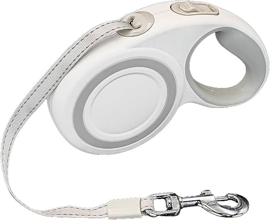 Retractable Dog Leash, 360° Tangle-Free Highly Reflective Nylon Tape, Non-Slip Rubberized Handle, 10-16FT Long Dog Leash for Dogs up to 66LBS,M-Gray