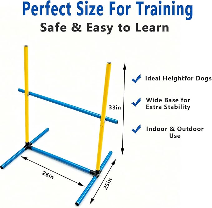 Dog Agility Training Hurdle Set, Adjustable PVC Jump Bars for Backyard Exercise, Outdoor Obstacle Equipment for Small & Medium Dogs (2 Sets)