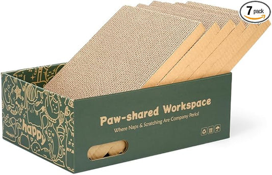 6 Pack Cat Scratch Pad with Box, Cardboard Cat Scratcher for Indoor Cats, Reversible Scratching Board with Lounge Bed for Small Medium Cats & Kittens