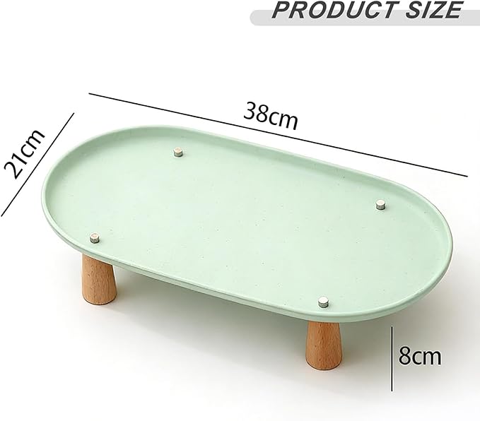 Generic Cat Bowl Raised Stand Rack to Protect Cat Neck Sturdy Non Slip Stable for Feeder Stand Elevated Holder, Green 38cmx21cm