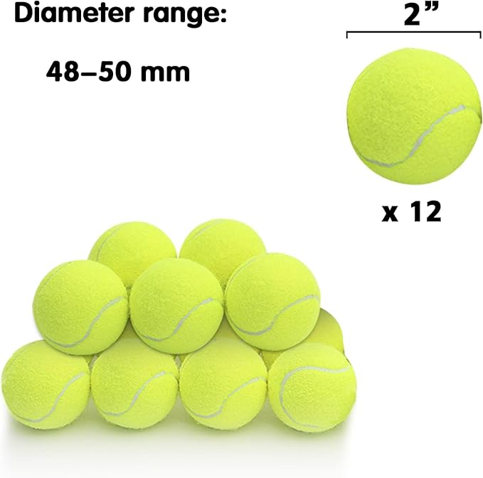 MEKAPLE Mini Tennis Ball 12 Pack for Pet Playing Fecth, 2 inch Dog Training Tennis Balls for Small Size Dogs, Interactive Dogs Playing Balls Fits 2 Inch Automatic Dog Ball Launcher