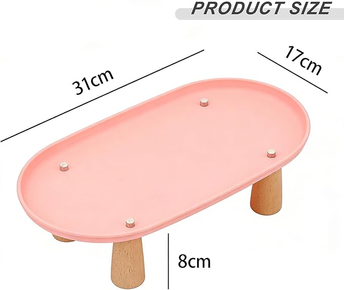 Generic Cat Bowl Raised Stand Rack to Protect Cat Neck Sturdy Non Slip Stable for Feeder Stand Elevated Holder, Pink 31cmx17cm