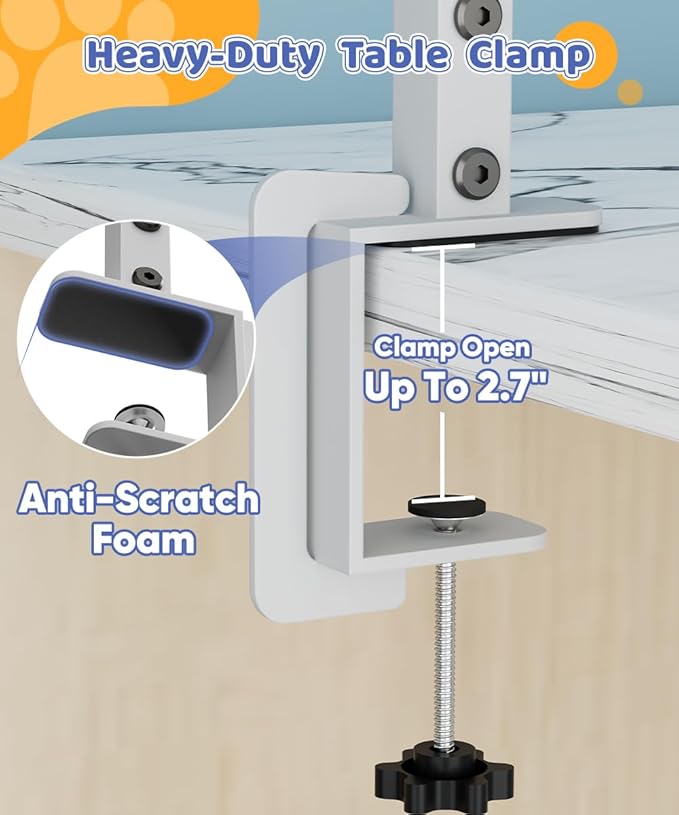 Dog Grooming Arm with Clamp for Small Dog, Adjustable Height to 33in, Pet Grooming Arm for Table with 1 Loop Noose & 2 No Sit Haunch Holder for Home & Store Nail Trimming (Table Not Include)