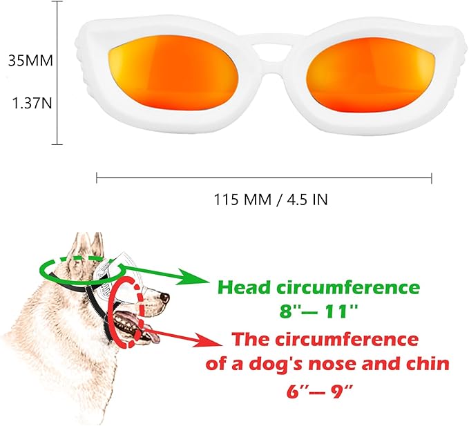 Dog Goggles Small Breed, UV/Wind/Dust/Fog Protection Pet Sunglasses with Adjustable Strap,Outdoor Dog Sunglasses for Small Dogs,Easy Wear