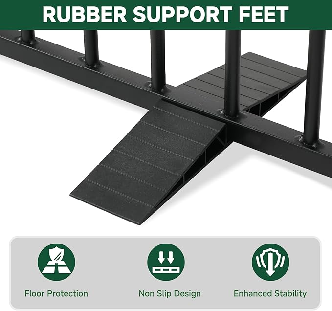 Snagle Paw Full Metal Freestanding Dog Gate,Indoor Dog Gate with Floor Protect Support Feet, 40x24Inches Foldable Dogs Barrier for Stairs, Hallways and Doorways (24'' H 2 Panel, Black)