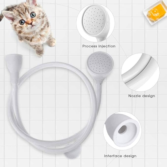 Pet Shower Head, Single or Double Tap Bath Sink Shower Head Hose Spray Push On Bath Tub Sink Faucet Attachment Washing Hair Hairdresser for Dogs Cats(Single Tap)