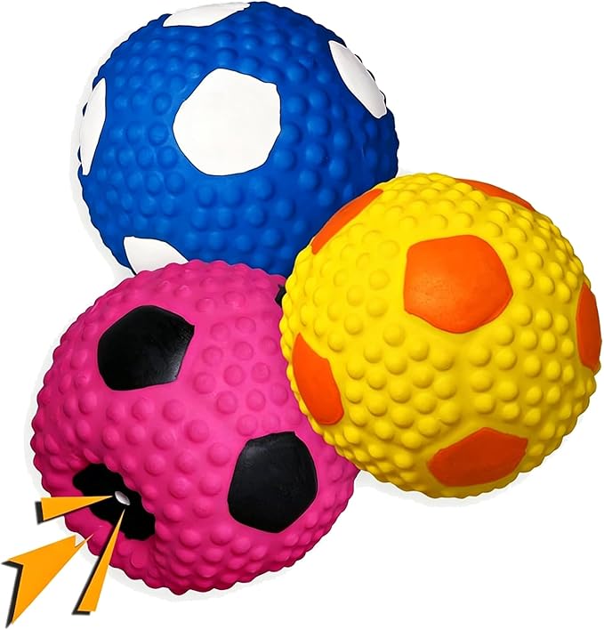 Soft Squeaky Dog Ball 2.56”, Latex Squeaky Dog Toys for Medium Dogs and Small Dogs to Fetch, Chase 3pcs for Small, Medium Breeds