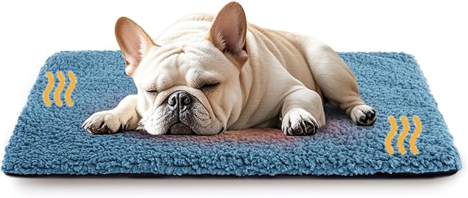 Dog Bed Mat Self Heating Pad for Medium Small Dogs, Dog House Bed Crate Pad for Sleeping Self Warming Pet Bed Puppy Blanket with Removable Washable Cover, Blue 36 Inches